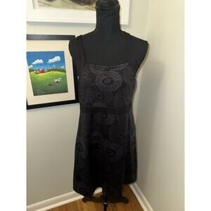 Soybu Womens Black Floral Scoop Neck Crossback Golf Tank A-Line Dress LG